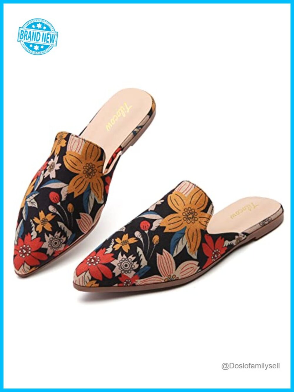 Pointed Toe Mules for Women Slip On Backless Flats Comfortable Work Shoes